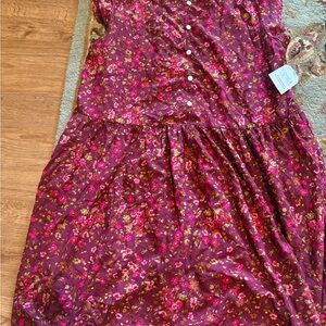 Time and Tru Women's Floral Dress - Burgundy and Pink